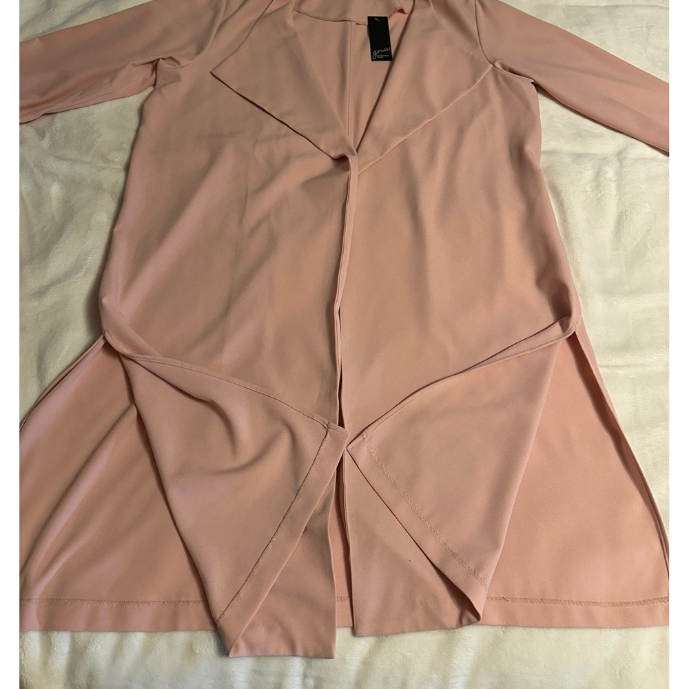 GNW Womens Plus Size 2X Peach Pink Open Front Draped Trench Coat Jacket NWT - Picture 7 of 14